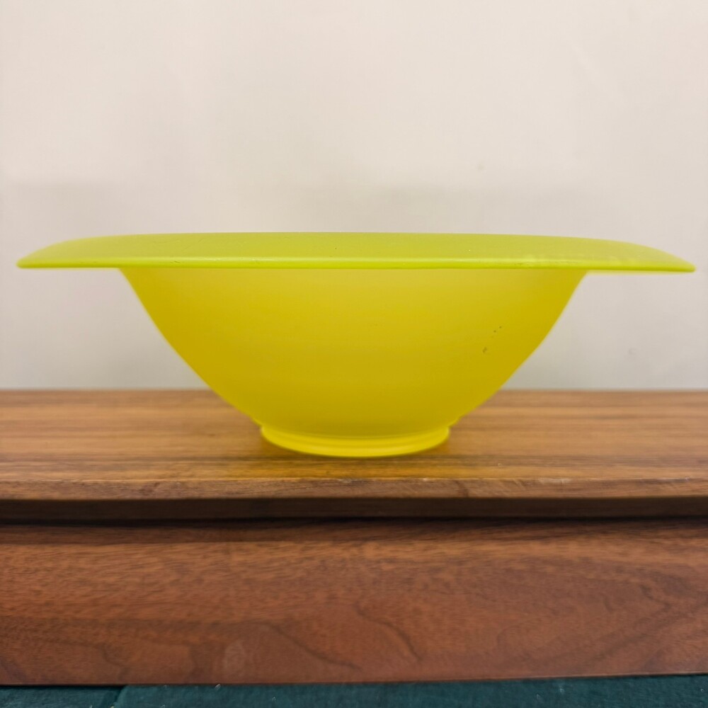 Vintage Tiffin Satin Canary Uranium 11.75" Centerpiece Bowl Wide Rim Vaseline